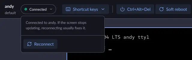 Ken's connection menu: description and Reconnect