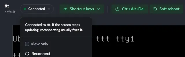 Prototype connection menu with a View only checkbox