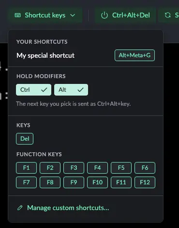 Prototype menu with Ctrl and Alt held showing Del and F-keys