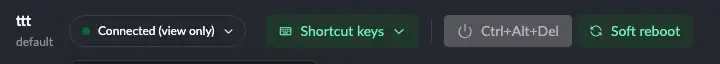 Toolbar with Connected (view only) and Ctrl+Alt+Del disabled